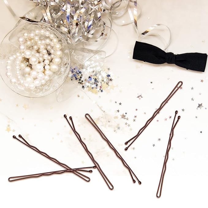 Large Bobby Pins Brown,MORGLES 2.75" Jumbo Hair Pins Brown Long bobby Pins for Thick Hair for Women Girls with Box-120 count