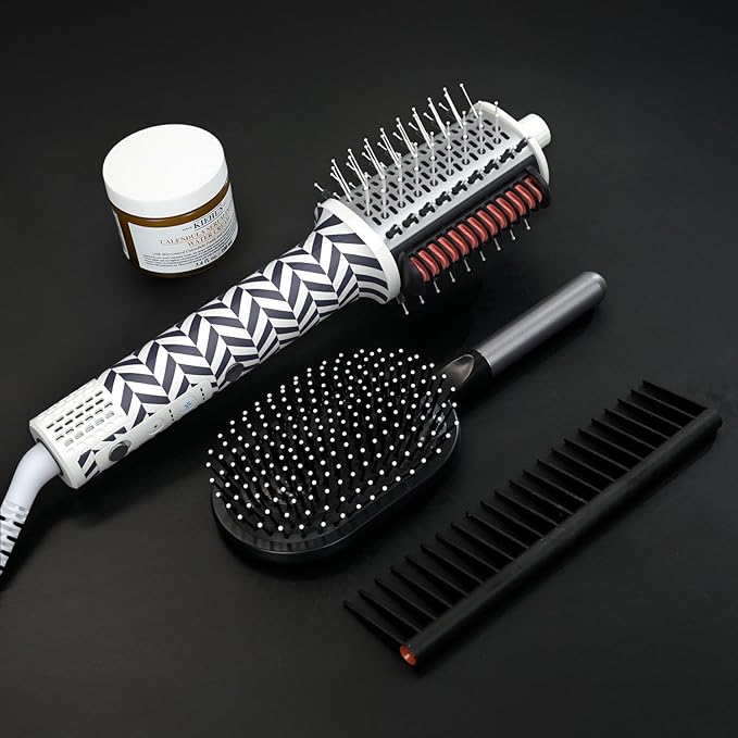 Ellena E1 Blow Dryer + Straighten Hair Brush Dual Mode, Hot Air Brush with 110000RPM High Speed Brushless Motor/Oval Air Barrel/3D Teeth Heated Comb/Handheld Cored, Styler Tool for All Hair Types