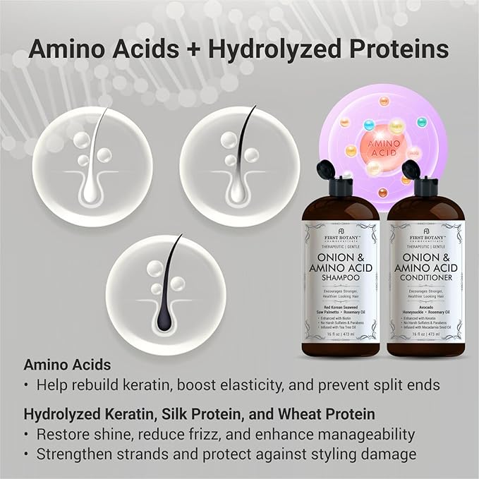 Onion & Amino Acid Shampoo and Conditioner Set – Hair Growth & Strengthening Formula with Biotin, Keratin & Argan Oil – Sulfate-Free, Made in USA - 16 fl oz x 2