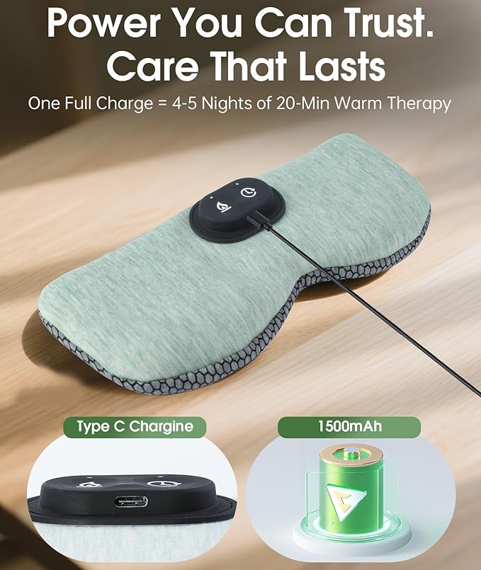 Detachable Heated Eye Mask, Cordless Eye Mask for Dry Eyes & Puffiness, Algae Fiber Ultra-Soft Nose Bridge Light-Block for Deeper Sleep – Graphene Layer Warm Compress & Cold Pack,Travel Essentials