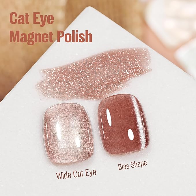 Magnetic Velvet Cat Eye Nail Polish 15ml - Quick Dry Air Polish Non-Gel Neutral Nude with Magnet - Salon Gloss DIY Home Manicure Kit