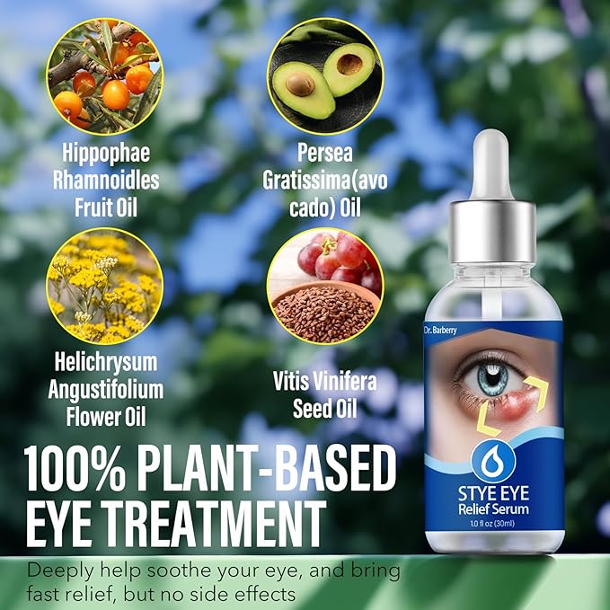 Stye Eye Drops, Stye Eye Treatment, Eye Stye Relief Serum, Non-Irritating Formula with Hippophae Rhamnoides Fruit Oil & Avo-cado Oil, Target Chalazions & Blepharitis (1 Fl. OZ)
