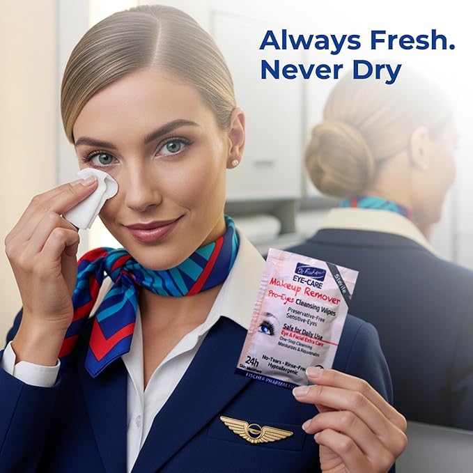 Dr. Fischer Makeup Remover Wipes - Sensitive Skin Formula, Individually Sealed, No Rinse, Eyes and Face Safe