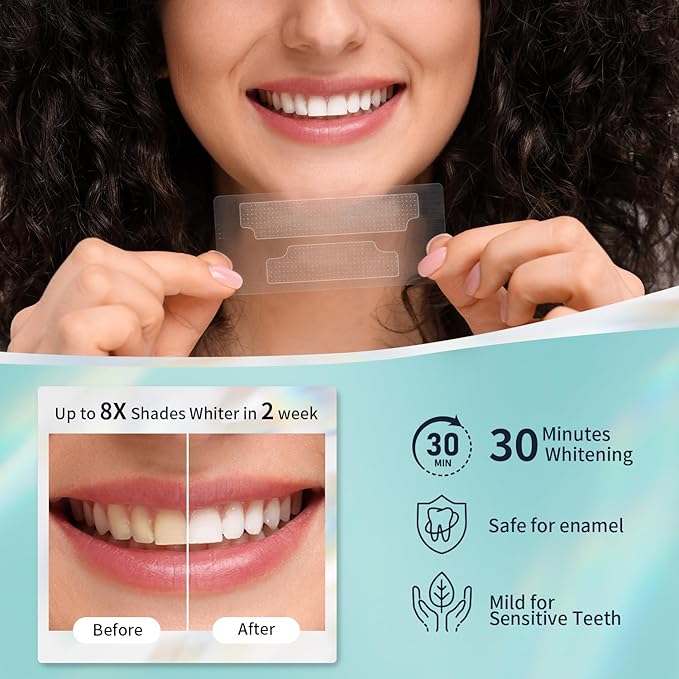 Teeth Whitening Strips Kit - 7 Treatments (14 Strips) - Contain Teeth Whitening Pen, Non-Slip, Sensitive Teeth Whitener, Teeth Whitener for Coffee, Tea,Wine, Tobacco, and Other Stains