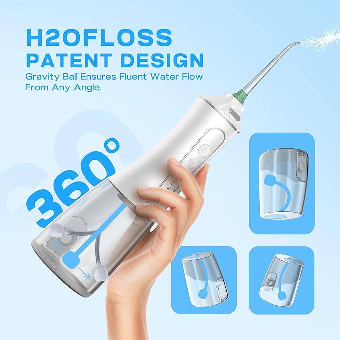 TBPO Water Dental Flosser Cordless, Portable Oral Irrigator with 5 Modes, 300ML Tank, Rechargeable, IPX7 Waterproof, Travel & Home Teeth Cleaner for Braces and Gums