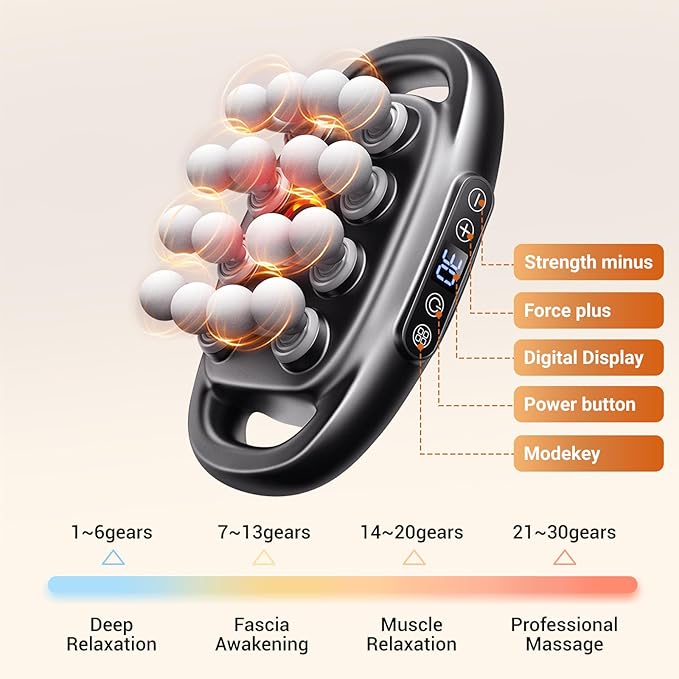 16-Head Massage Gun Set, Massage Gun Deep Tissue Neck Massager with 16 Heads, for Deep Tissue, Back, Shoulders, Legs, Pain Relief (Gray 16 Heads)
