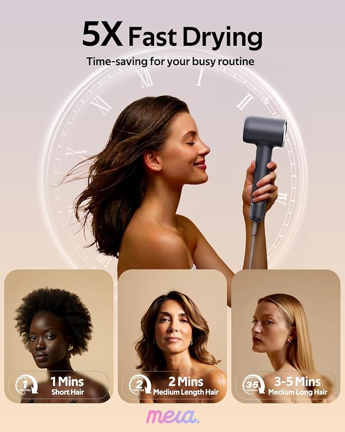 Professional Bio-Ionic Hair Dryer for Women - Fast Drying & Static Control Blow Dryer with Diffuser & Concentrator, cUL Certified, Lightweight Travel-Friendly Design, Complete Styling Tool Set