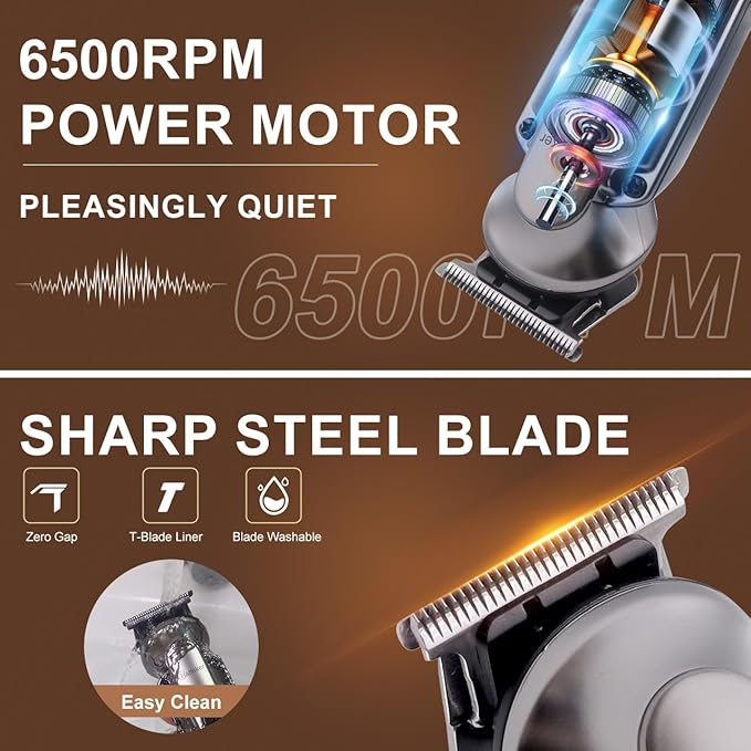 Hatteker Beard Trimmer for Men, Waterproof Hair Trimmer Electric Razor, Cordless Hair Clippers Shavers for Men, Shaving Kit for Nose Mustache Body Facial, Beard Grooming Kit 7 in 1