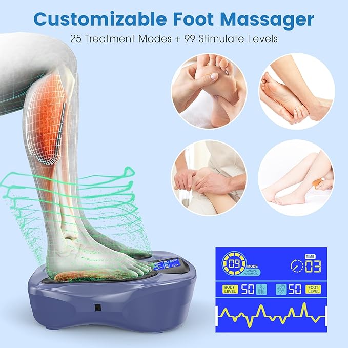 Creliver EMS Foot Stimulator Pro, EMS Foot Massager for Neuropathy with Ergonomic Sole, Neuropathy Pain Relief for Feet Circulation, Leg & Feet Massager with 8 Gel Pads, Tens Unit Muscle Stimulator
