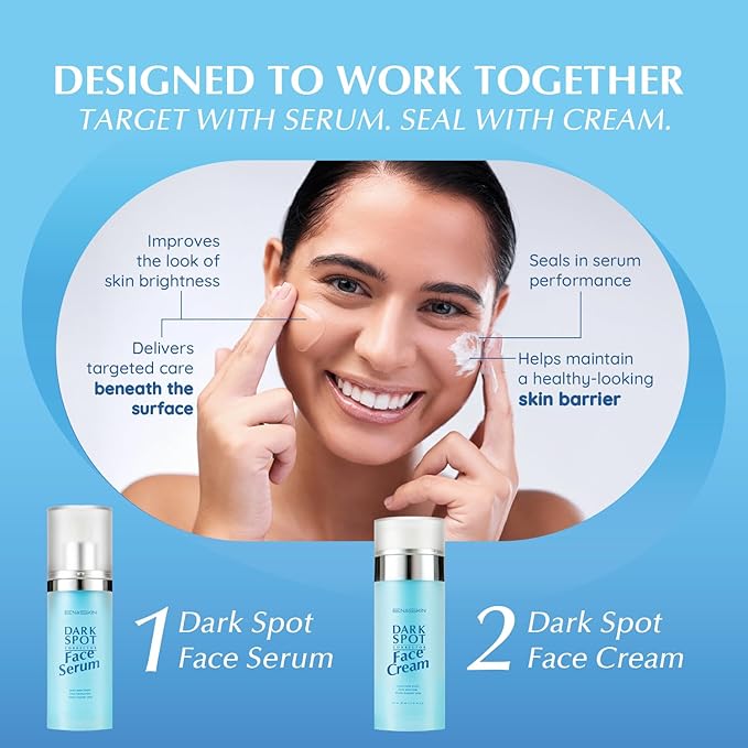 EnaSkin Dark Spot Remover Set – Serum & Cream Bundle (2-Step Brightening System) Dark Spot & Uneven Tone Care for Face & Body – For Women & Men
