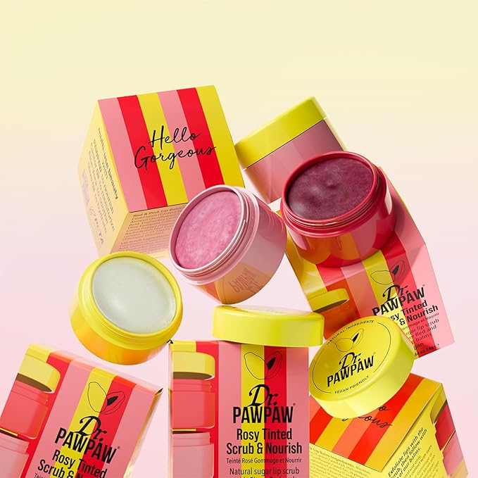 Dr. PawPaw Scrub and Nourish - Rosy Tinted - Lip Scrub and Natural Lip Balm Duo - Gluten Free Care to Exfoliate, Moisturize and Nourish - 0.8 oz