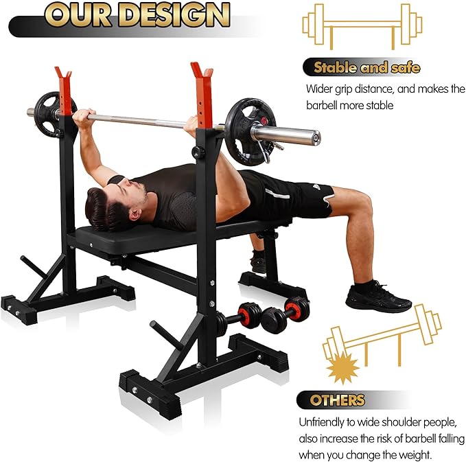 Bench Press, CANPA Olympic Weight Bench with Squat
