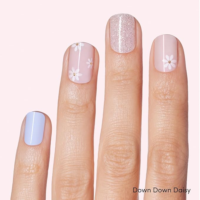 Dashing Diva Gloss Nail Strips Bundle - The Pastel Collection- Fairytale Moment & Down Down Daisy - UV Free, Chip Resistant, Long Lasting Gel Stickers - Contains 2 Sets