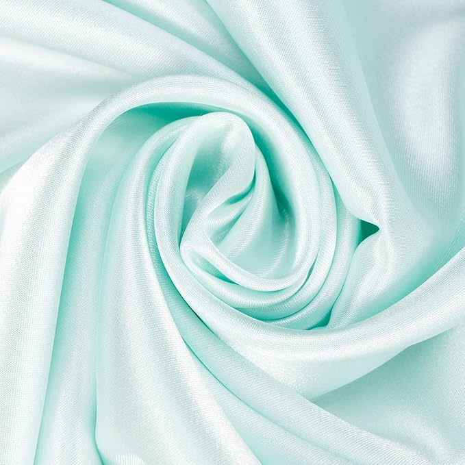 KISMETICS - Vegan Silk Sleep Set, Silky Pillowcase with Large Scrunchie and Eye Mask for Hair and Skin, Self Care Essential Satin Night Routine Kit (Mint Blue Color)