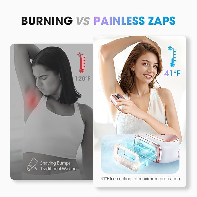 Laser Hair Removal Device, at-Home IPL Hair Removal for Women & Men - Safe 45°F Ice-Cooling Contact for Painless & Long-Lasting Results, 86% Hair Reduction in 3 Weeks for Full Body, Gold/White