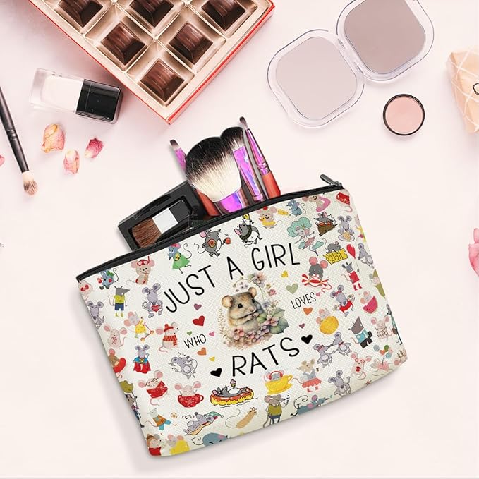 Rat Gifts Animal Lovers Gifts for Women Cute Rat Stuff Cosmetic Bag travel Makeup Bag Gifts for Women Daughter Coworker Friend Birthday Friendship Boss Day Anniversary Graduation Christmas Mothers Day