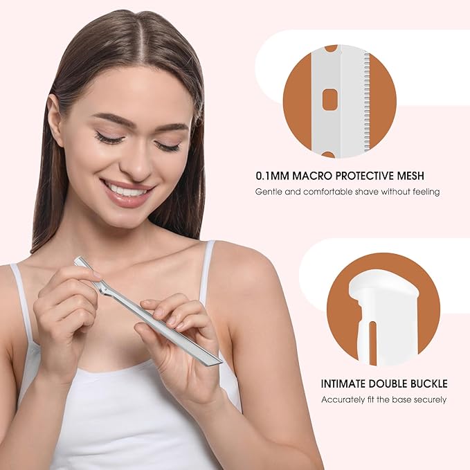Facial Razor Replacement Blades - Better quality， Compatible with Tweezerman Stainless Steel Facial Razor - 20 Count