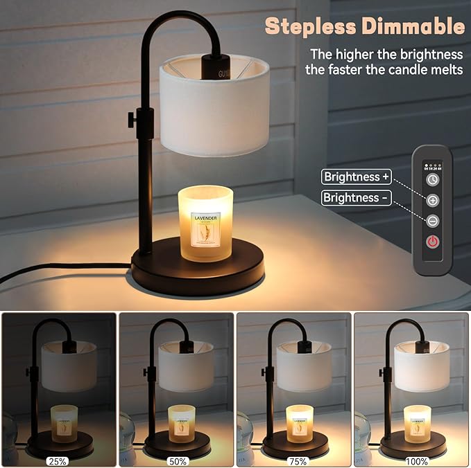 Candle Warmer Lamp with Timer, Dimmable Candle Wax Warmer Candle Lamp Warmer with 2 Bulbs, House Warming Gifts Christmas Gifts for Women Bedroom Home Decor (White)