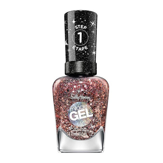 Sally Hansen Miracle Gel Salon Quality Nail Polish | Gel-Like Formula, Two-Step System, No UV Light Needed, Long Lasting | Semi-Opaque, Shimmer | 909 All is Bright | White with Pink Shimmer