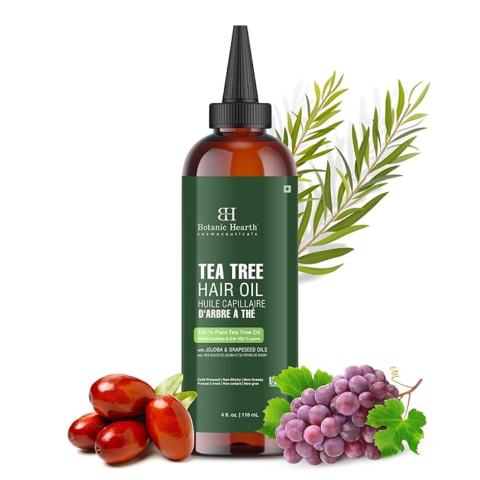 Botanic Hearth Hair Oil for Hair Growth | Strengthening Dry, Frizzy, Damaged Hair & Scalp Treatment | No Parabens or Harmful Sulfates | All Hair Types | Tea Tree Hair Oil - 4 Fl Oz