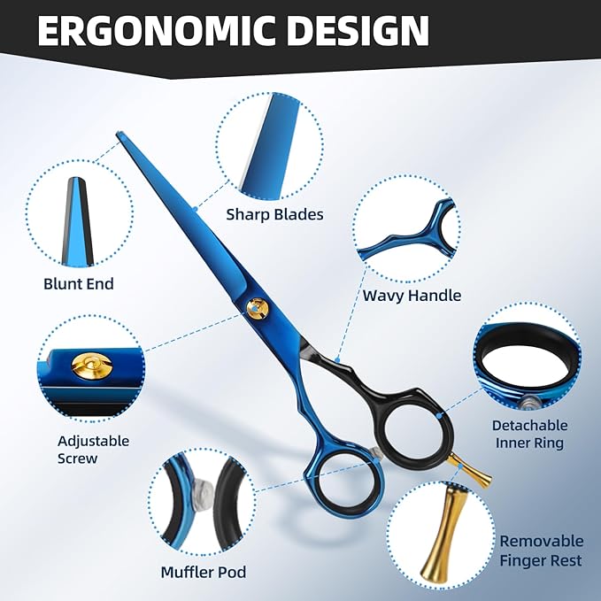 ETHTXE Professional Hair Cutting Scissors Kit, 6.5" Barber Cutting & Texturizing Shears – Premium Stainless Steel Salon Scissors for Men, Women, Home Use, Professional Barbers and Gift Giving