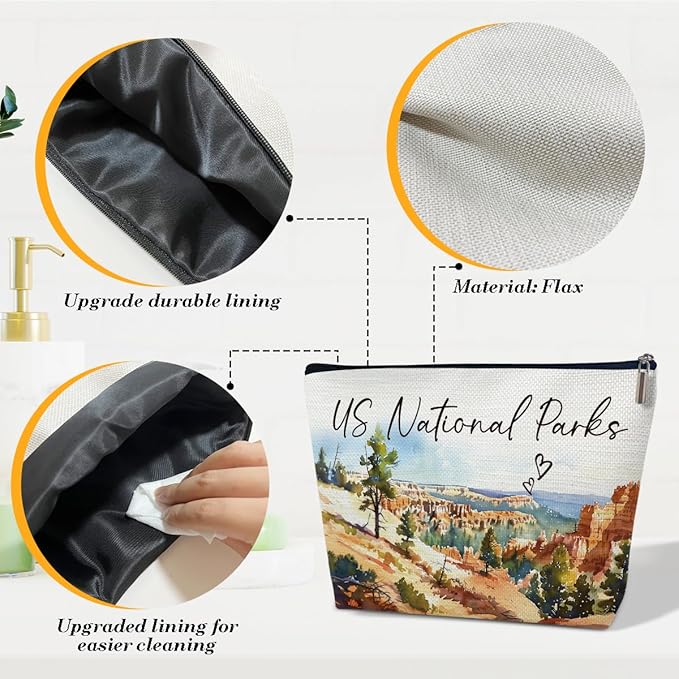 Ythuil City Travel Gift Makeup Bag, Watercolor Cosmetic Bag for Purse, US National Parks Souvenir, Trip Favors for Traveller US National Parks Lovers, City Themed Organizer
