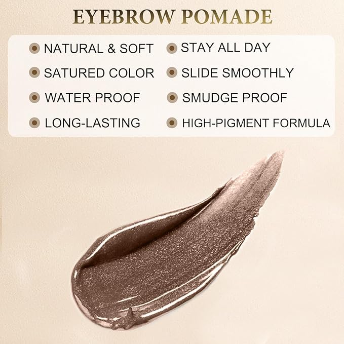 LAVONE Eyebrow Stamp Stencil Kit, Brow Stamp Trio Kit with Waterproof Eyebrow Pencil, Pomade, 20 Eyebrow Stencils, Dual-ended Eyebrow Brush and Sponge Applicator - Brunette