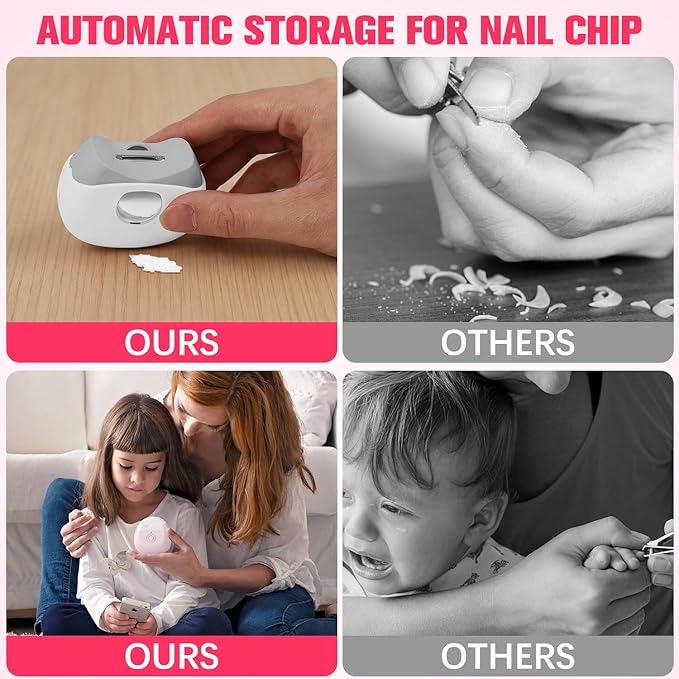 2026 New Electric Nail Clippers, Automatic Nail Trimmer with LED Light & 2 Speeds - Safe Portable Nail Cutter for Baby Kids Adult Seniors, Portable for Home Travel (White)