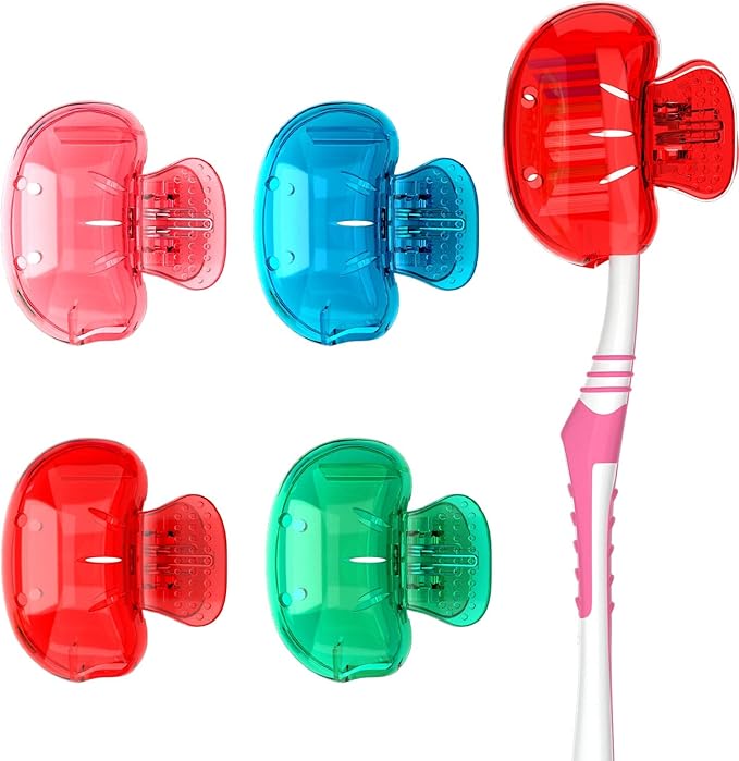 Nincha 4-Pack Multicolor Toothbrush Head Covers - Universal Clip-On Protector for Manual & Electric Brushes - Travel-Friendly Hygienic Dust Guard - Suitable for Kids & Adults (Red, Blue, Green,Pink)