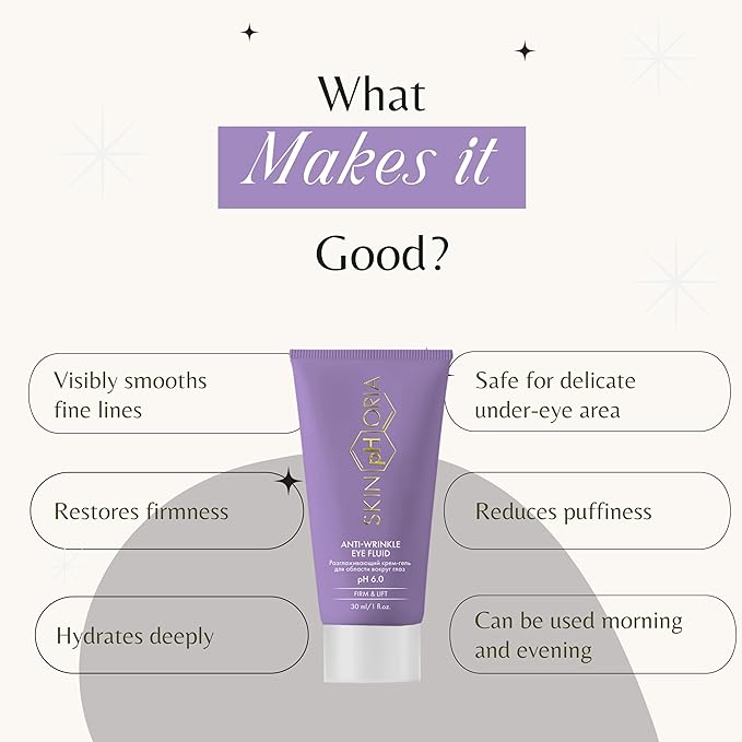 SKINPHORIA Anti-Wrinkle Eye Fluid with Collagen, Squalane & Hyaluronic Acid – Smooth Fine Lines, Firm & Hydrate Skin – Under Eye Cream Helps Reduce the Look of Puffiness & Restore Radiance – 30ml