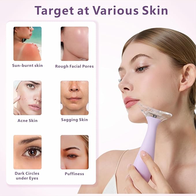 Ice Roller for Face and Eye with Ice Tong, Ice Mold for Face for Women Reducing Puffiness and Lighten Dark Circle and Soothing Skin, Purple
