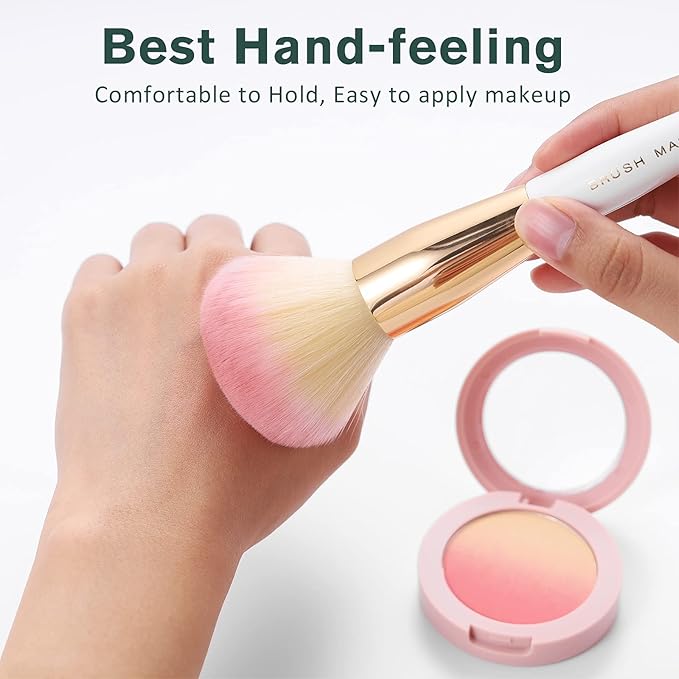 Brush Master Makeup Brushes Set 10Pcs Professional Kabuki Foundation Eyeshadow Blush Blending Lip Full Face Cosmetic Kit W/Makeup Brush Set with Holder