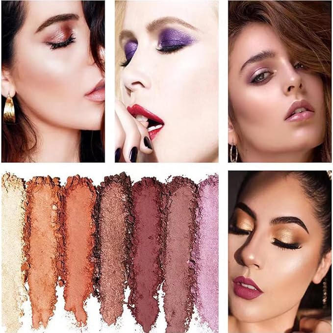 Gold Glitter Eyeshadow Set, 6 Shimmer Colors - Highly Pigmented, Long Lasting, Waterproof & Sweatproof - Professional Nude Palette for Women - Warm, Natural, Neutral & Smokey Eye Shades (#06)