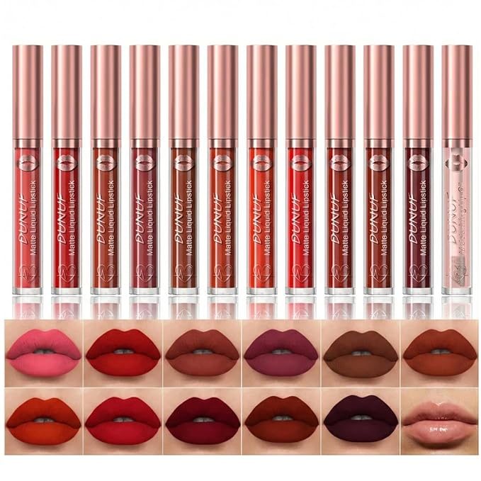 12 Colors Lip Gloss Set for Women, Hydrating Shiny Lip Glaze with High Pigment, Moisturizing Non-Sticky Lip Tint Set, Glossy & Nude Shades for Daily Makeup, Long-Lasting Lip Color Gift Kit (Set 02)