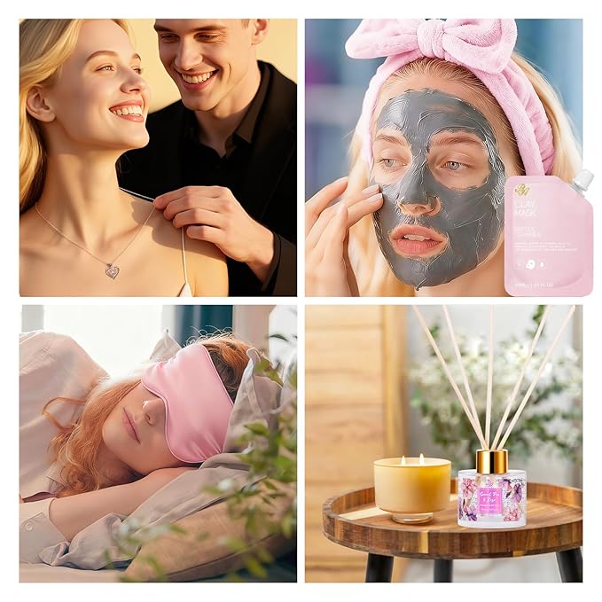 35 Pcs Valentines Day Gifts Basket for Women, Rose Bath and Body Gift, Facial Skin Care Set, Self Care Pampering Kit, Face Sheet Mask, Home Spa, Perfume, Birthday, Mother Day, Bridal Shower