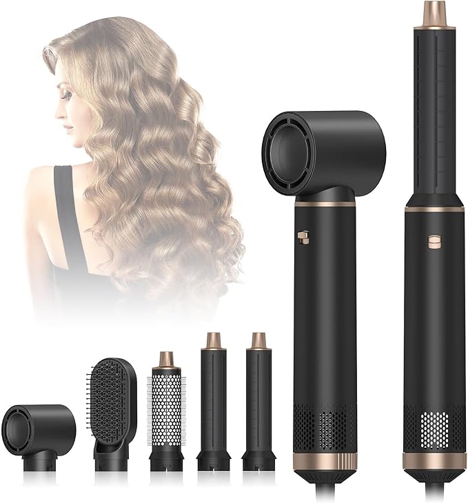 Janor 5-in-1 Hot Air Hair Styler with Multiple Attachments, Ceramic Coated, Ionic Technology, Volumizing and Styling Tool