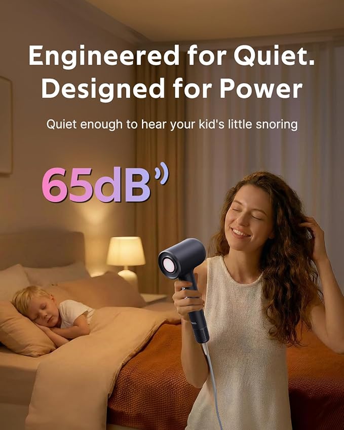 Professional Bio-Ionic Hair Dryer for Women - Fast Drying & Static Control Blow Dryer with Diffuser & Concentrator, cUL Certified, Lightweight Travel-Friendly Design, Complete Styling Tool Set