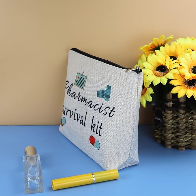 Pharmacy Technician Gifts Makeup Bag for Women Pharmacist Cosmetic Bags Case Pharmacy Tech Toiletry Bag Graduation Birthday Gift for Nurse Nursing Pharmacist Pharmacy Student RX Pharmacist Gift