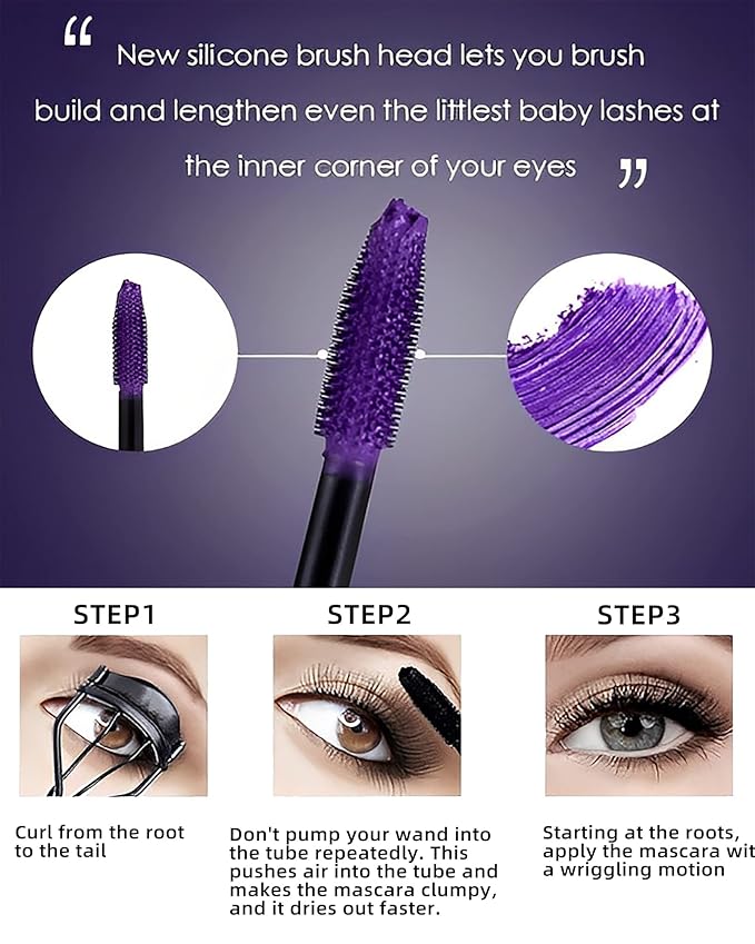 5D Burgundy Mascara for Eyelashes-1Pcs Longlasting Waterproof Colored Mascara Volume and Length,Volumizing Curling Eye Lashes Fiber rimel de pestañas,Women's Day Eye Makeup Gift for Women Girl