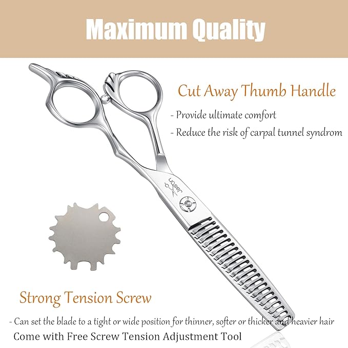 JASON 6" Texturizing Hair Scissors, 23 Teeth Hair Texture Shears Professional Blending Hair Thinning Scissor for Barber, Hairdresser, Stylist, Women and Men, Japanese 440C Stainless Steel Gift