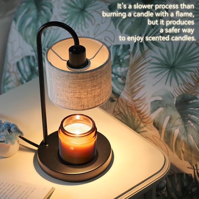 Candle Warmer Lamp with Timer, Dimmable Candle Wax Warmer Candle Lamp Warmer for Scented Candles with 2 Bulbs, House Warming Gifts Christmas Gifts for Women Home Decor - Linen