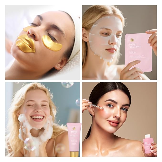 35 Pcs Valentines Day Gifts Basket for Women, Rose Bath and Body Gift, Facial Skin Care Set, Self Care Pampering Kit, Face Sheet Mask, Home Spa, Perfume, Birthday, Mother Day, Bridal Shower