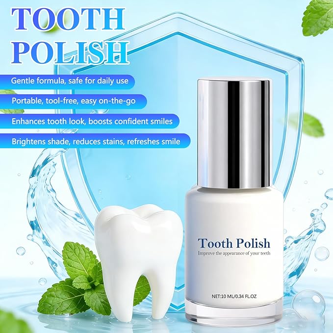 Tooth Polish, Tooth Whitening Paint, Cosmetic Tooth Polishing Liquid for Improving Tooth Appearance, Gentle Teeth Whitening Kit, Safe Formula & Long-Lasting Results