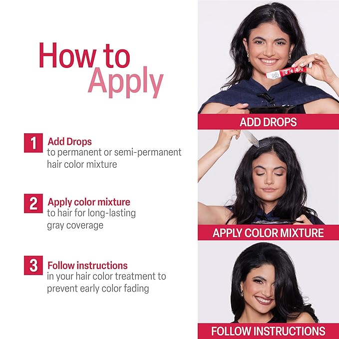 No Gray Color Drops, 2 Pack, Cover Gray Hair, Prevent Premature Color Fade, and Extend Time Between Root Touch Ups, Compatible with Permanent and Semi Permanent Hair Dye, PPD & Ammonia Free
