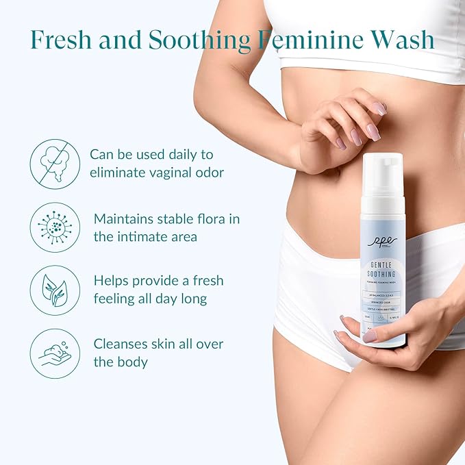 RPE Life Gentle Soothing Feminine Wash for Women, Vaginal Reduces Odor Body Wash, Ph Balance Plant-Based Cleanser for Sensitive Skin - Paraben & Dioxide Free, Unscented, 6.76 Fl.Oz, Pack of 4