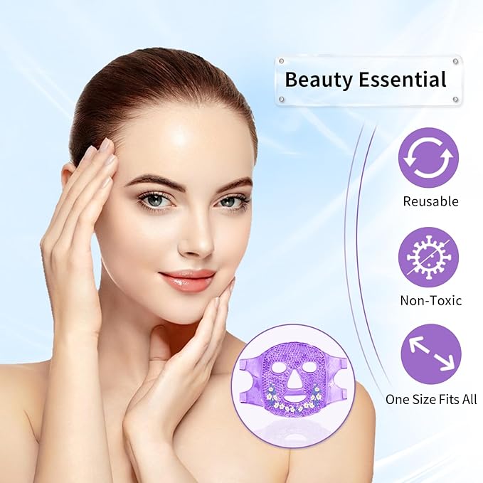 CONBELLA Cold Face Eye Masks Ice Face Mask Hot Cold Compress For Dark Circles, Puffiness, Migraines, Headache, Stress, Redness, Cooling Face Masks For Women Man, Skin Care