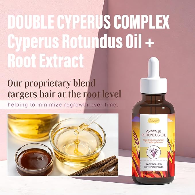 60ML-Cyperus Rotundus Oil for Hair Removal, Natural Cyperus Rotundus Oil, Reduces Body Hair Growth, Pure & Organic, Ideal for All Skin Types