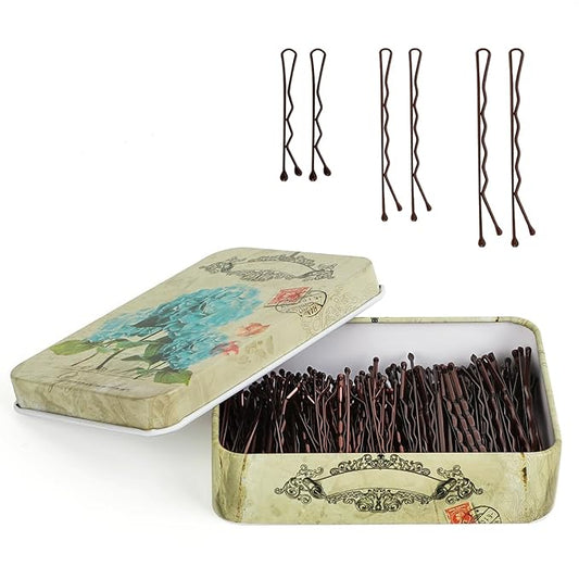 MAORULU Hair Bobby Pins with Cute Case, 250 CT Bobby Pins for Buns, Premium Hair Pins for Kids, Girls and Women, Great for All Hair Types (Variety Pack Brown)