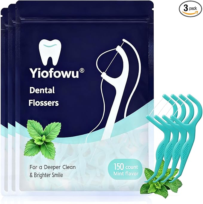 Dental Floss Picks - 3 Pack of 150 Picks - Thin & Shred-Resistant Thread for Tight Gaps | Dental Flossers for Adults | Gentle on Gums & Teeth(450 Total)