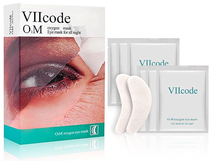 VIIcode O2M Oxygen Eye Mask for All Night Repair -Under Eye Gel Patches, 8 Hours Oxygen Treatment-Reduce Wrinkles, Eye Bags, Puffiness, Dark Circles -Skin Care Products（6 Pairs